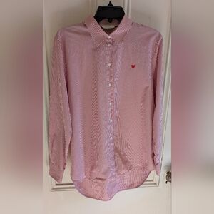 Rika Studios Women's Cotton Stripe Button Down Shirt Blouse